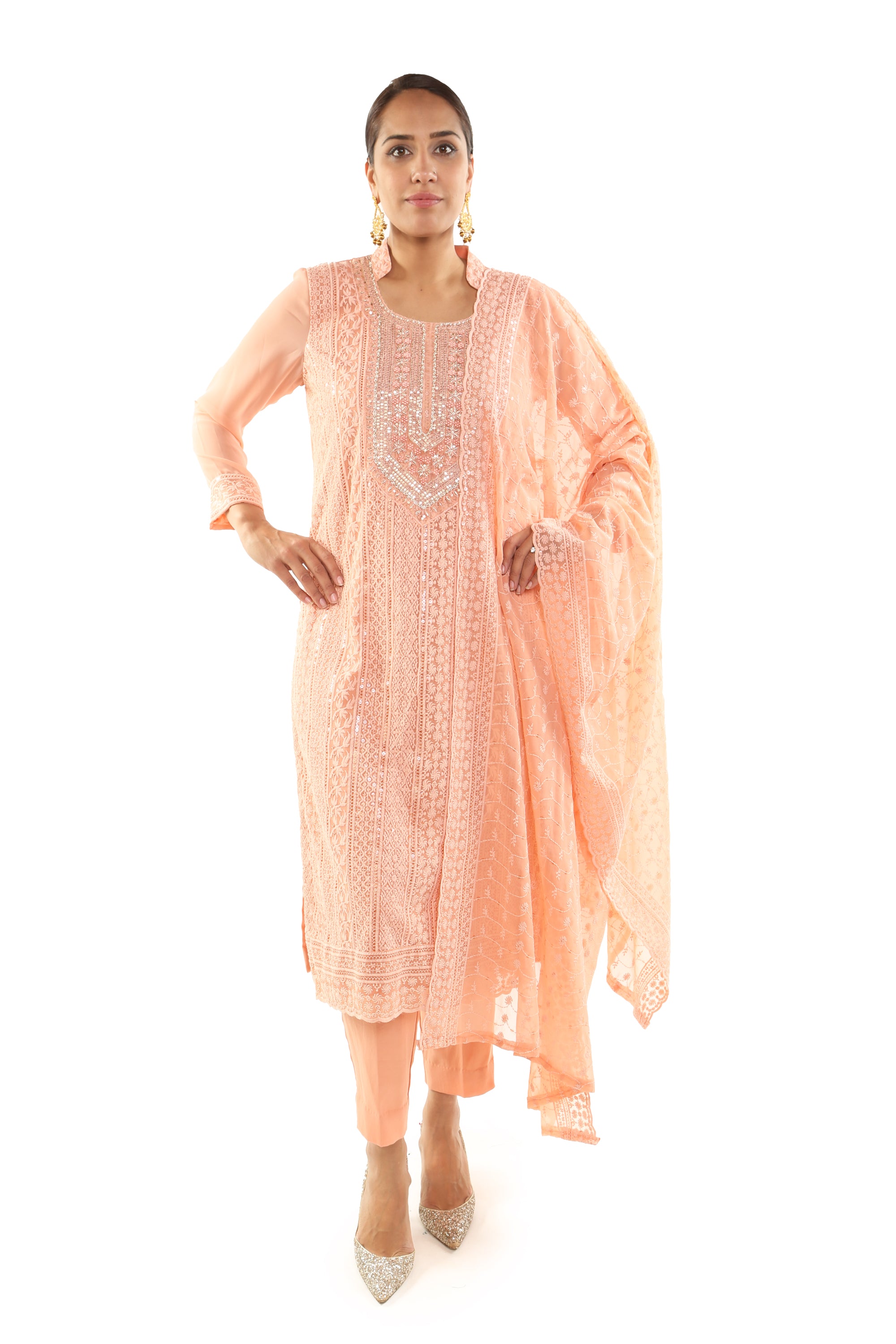 Chickenkari traditional suit in georgette