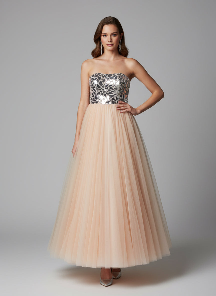 Beautiful Blush Gown /Jadore/Mirrorwork