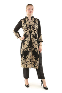 Black garra embroidered jacket with pants
