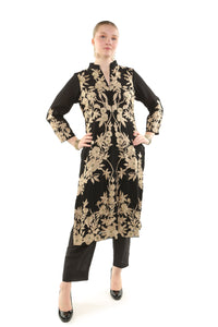 Black garra embroidered jacket with pants