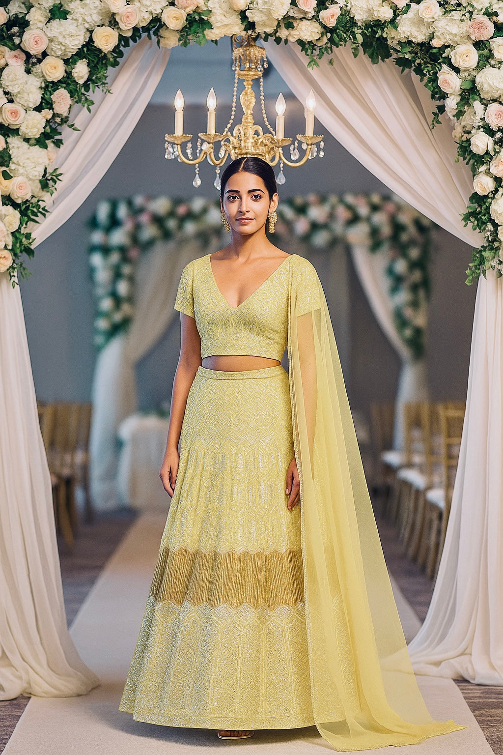 Beautiful Pale yellow gota lahenga