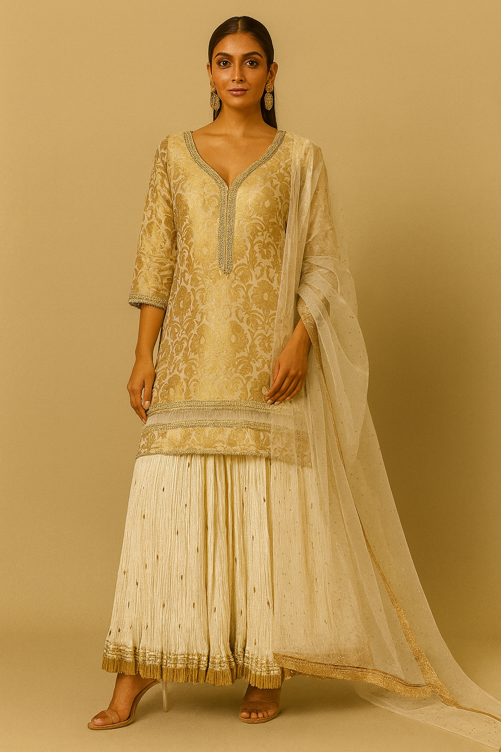 Cream Gold Sharara