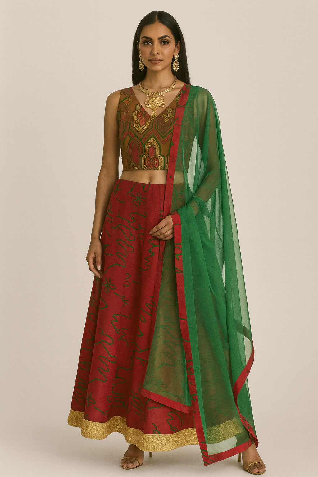 Georgette Abstract Lahenga