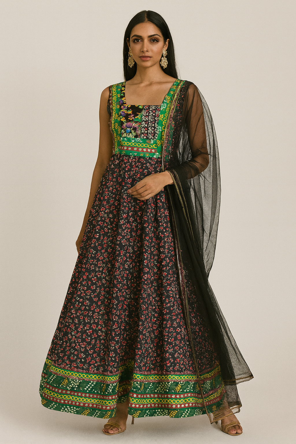Boho Ethnic Floral Anarkali