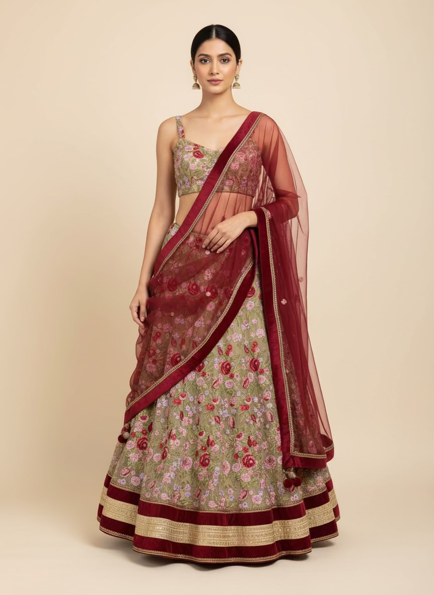 Garra embroidery lahenga