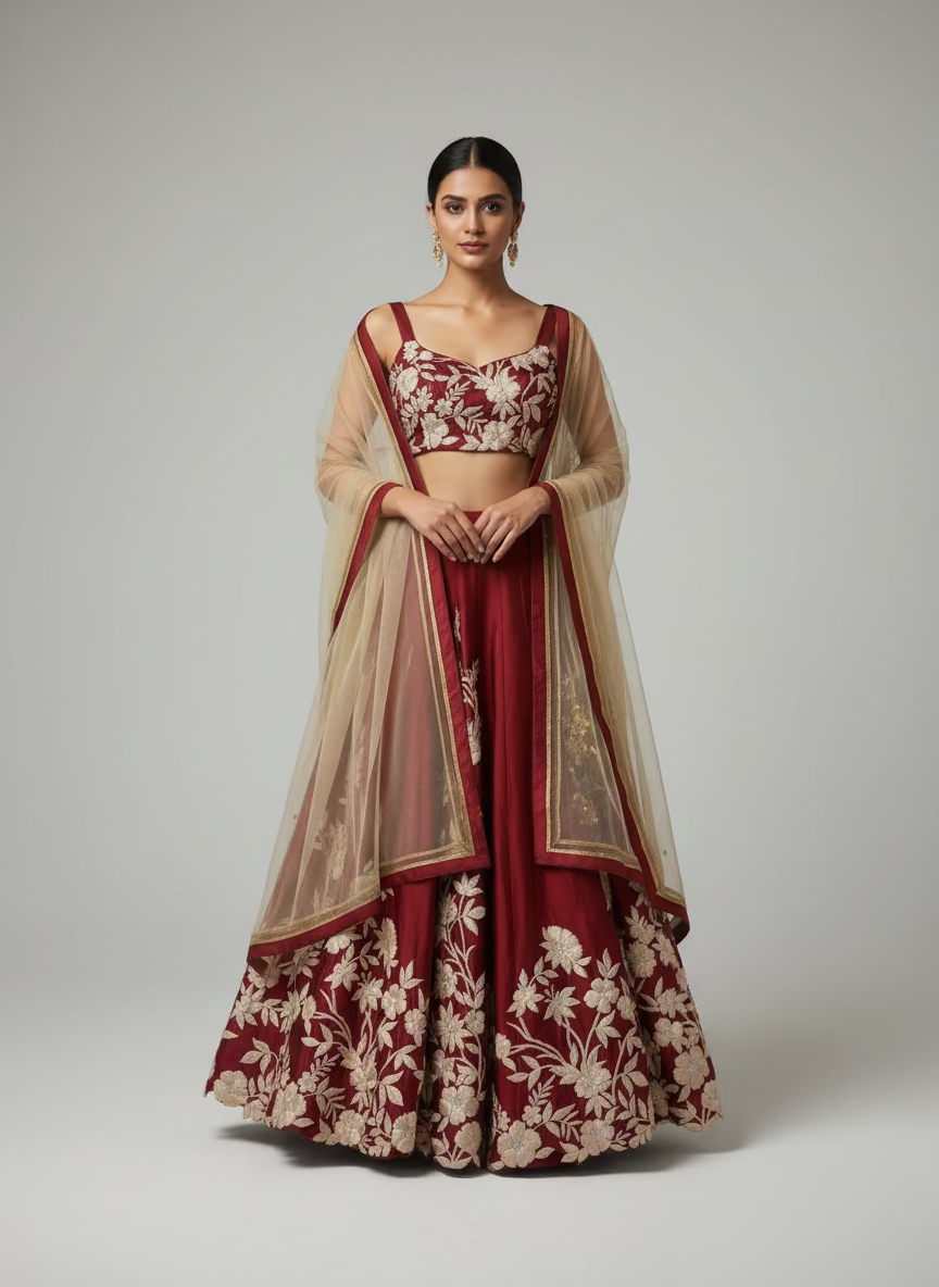 Beautiful Gara Embroidered Lahenga