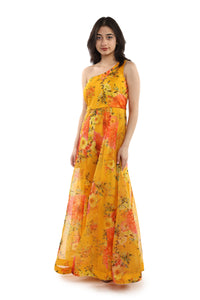 Off-shoulder floral gown