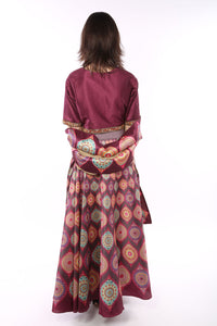 Printed silk lahenga