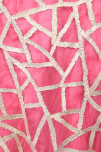 Pink net abstract gota patti lahenga