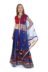 Floral silk lahenga