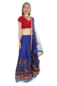 Floral silk lahenga