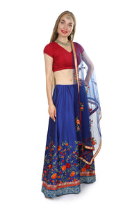 Floral silk lahenga